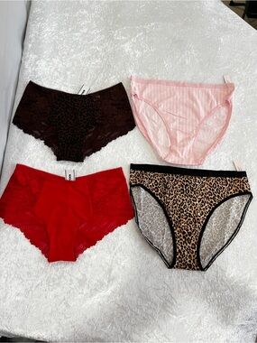 Victoria's Secret & Pink Lot Of Four Underwear Panties Brief Size Medium Lace